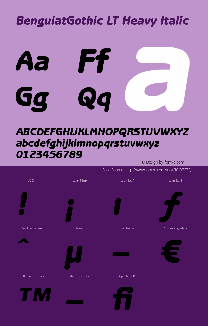 BenguiatGothic LT Heavy Italic Version 6.1; 2002 Font Sample