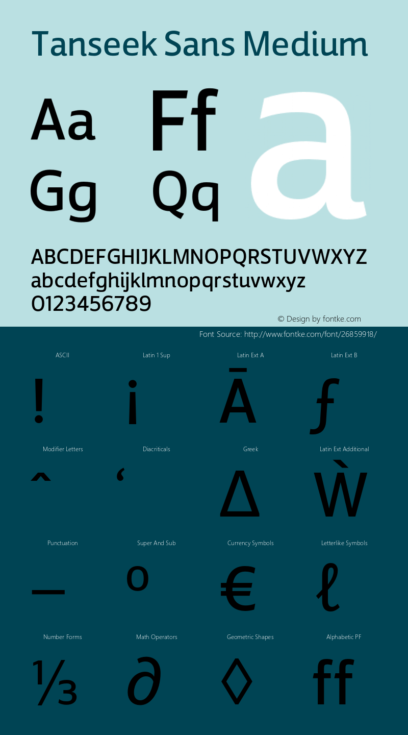 Tanseek Sans Medium Version 2.20 Font Sample