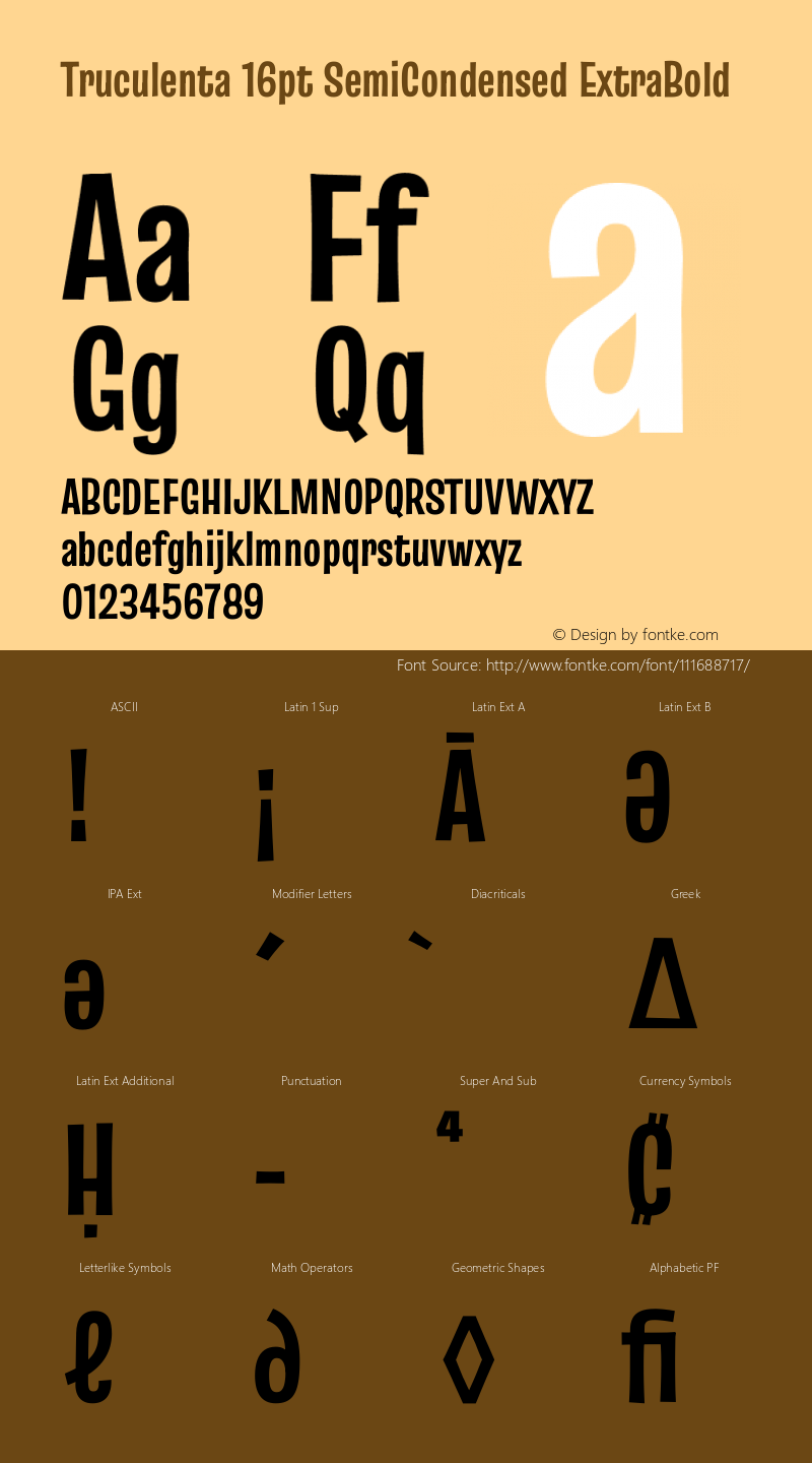 Truculenta 16pt SemiCondensed ExtraBold Version 1.002 Font Sample