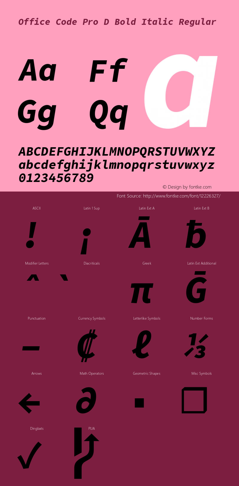 Office Code Pro D Bold Italic Regular Version 1.004 Font Sample