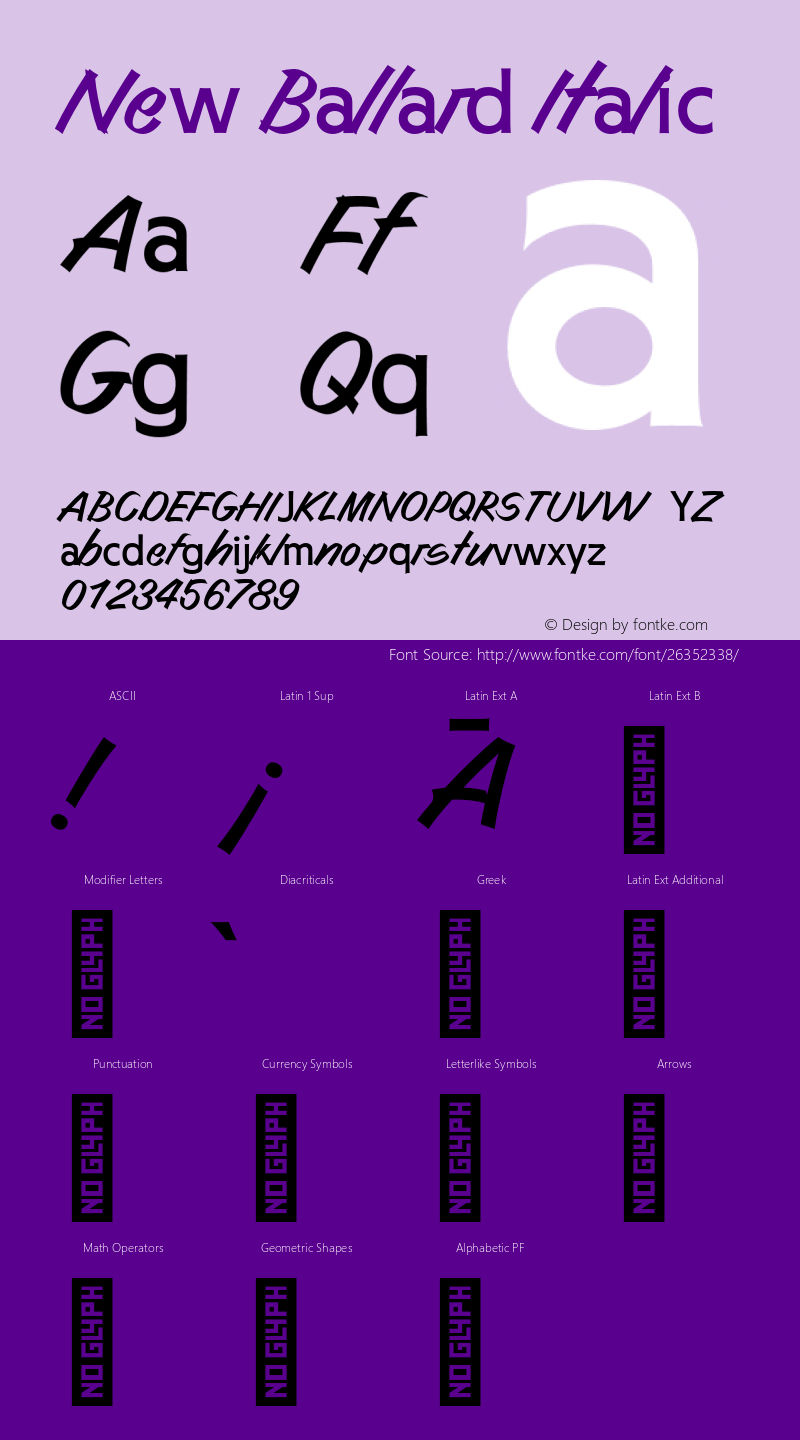 New Ballard Italic Version 1.000;PS 001.000;hotconv 1.0.88;makeotf.lib2.5.64775 Font Sample