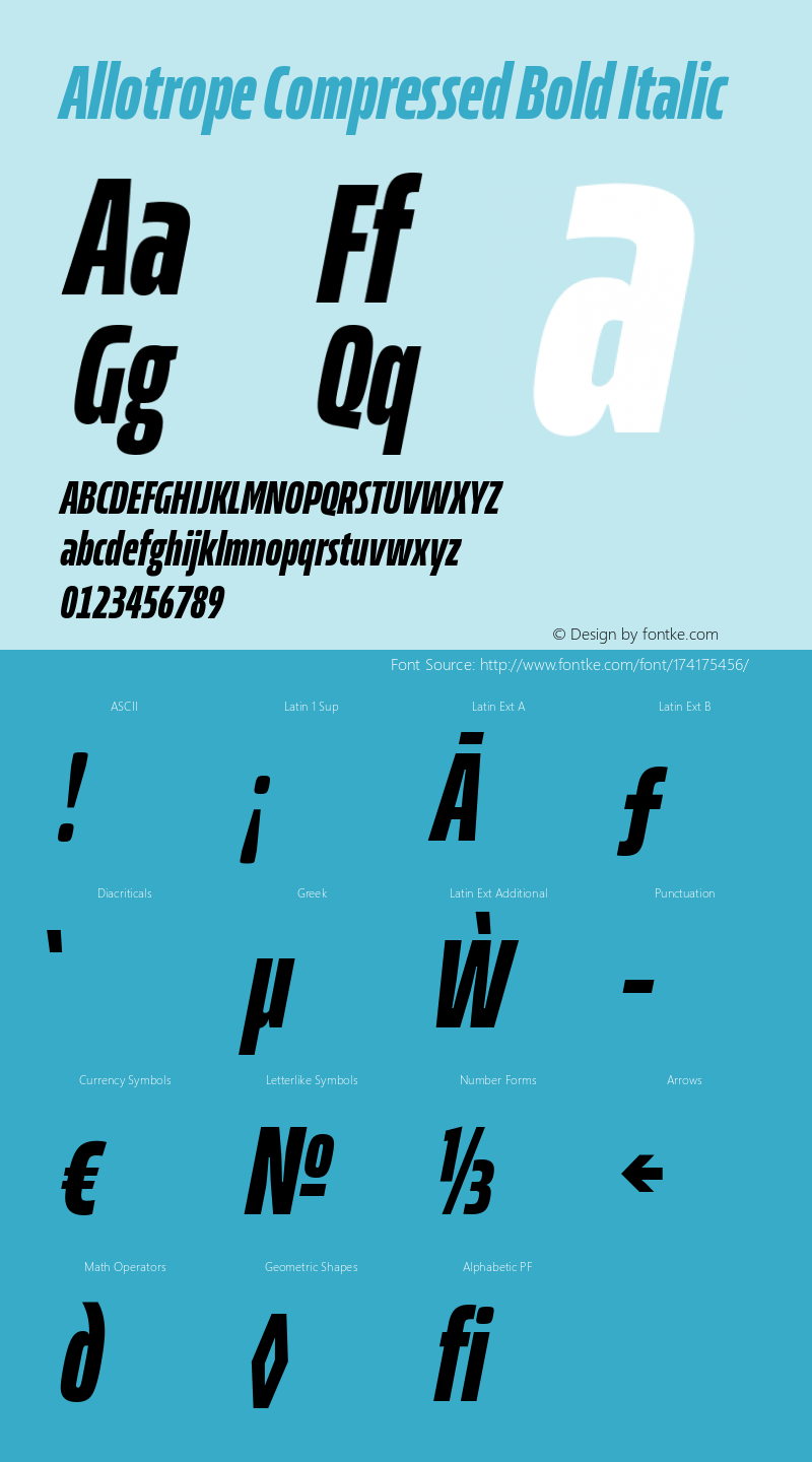 Allotrope Compressed Bold Italic Version 1.000 | web-TT图片样张