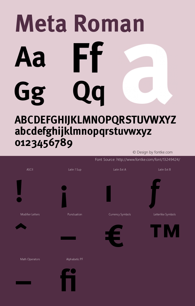 Meta Roman Version 004.301 Font Sample