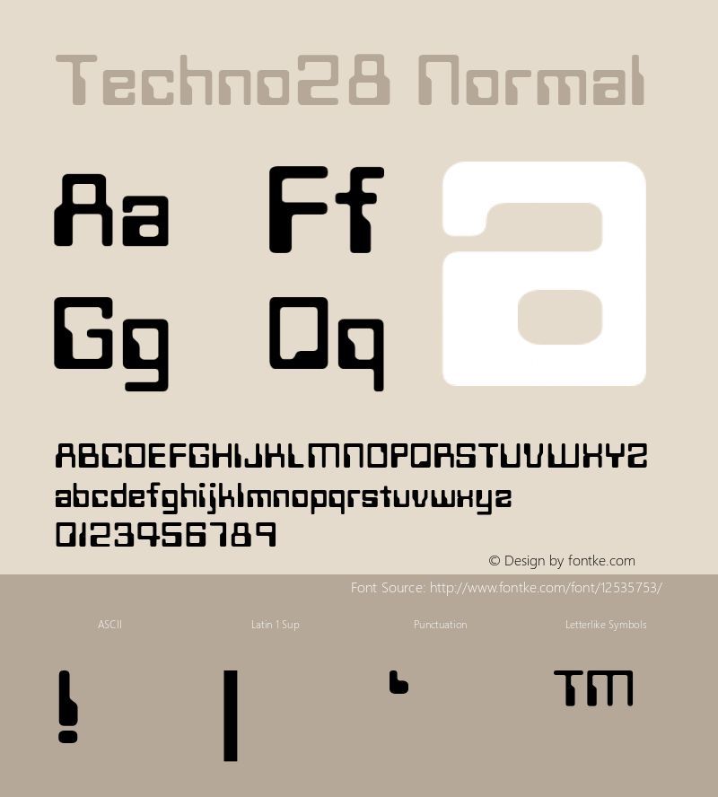 Techno28 Normal 001.001 Font Sample