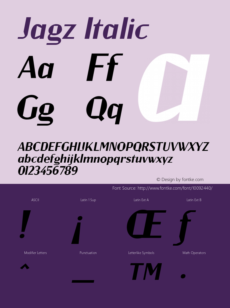 Jagz Italic 1.1 Font Sample