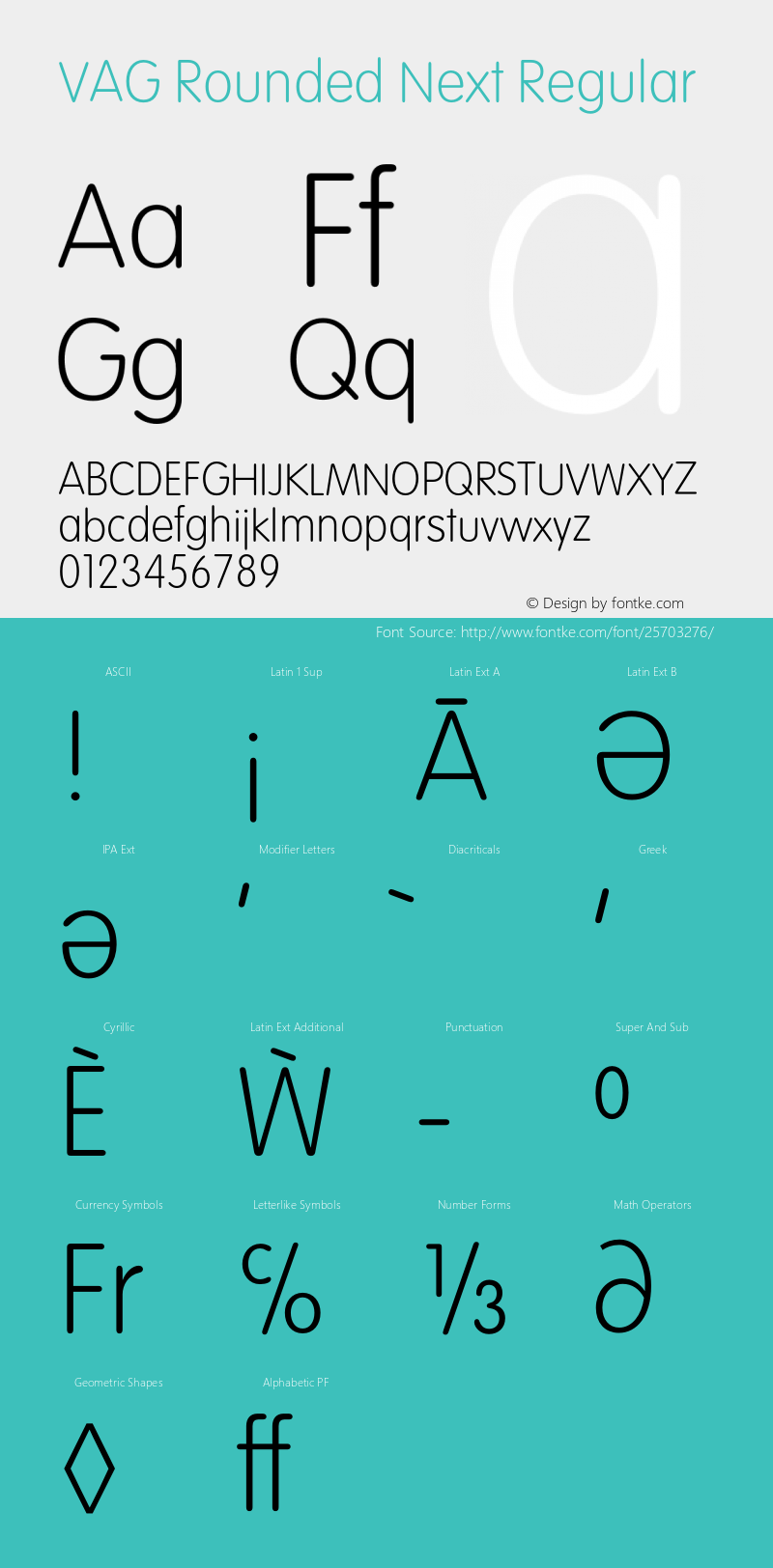 VAG Rounded Next W07 ExtraLight Version 1.00 Font Sample