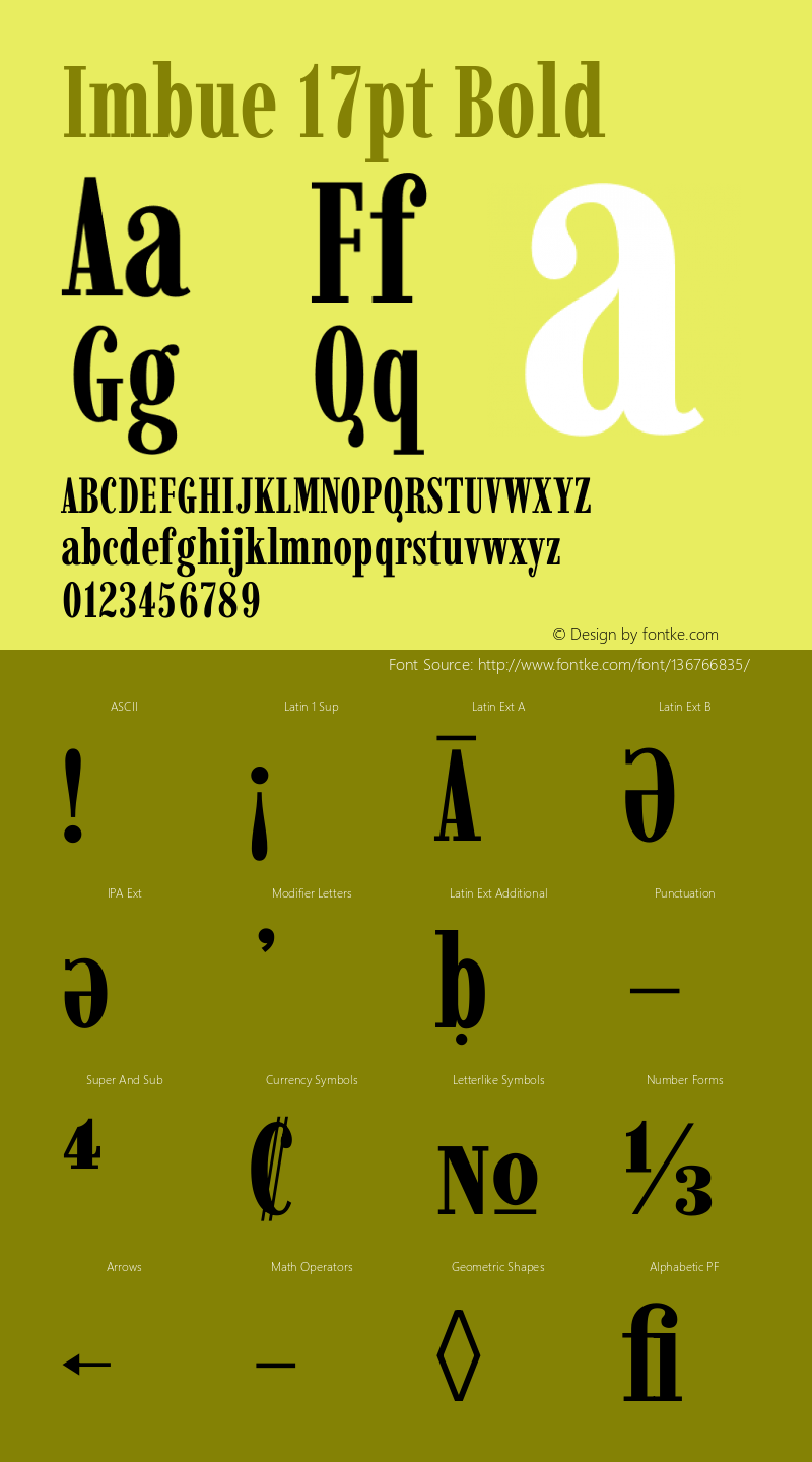 Imbue 17pt Bold Version 1.102 Font Sample