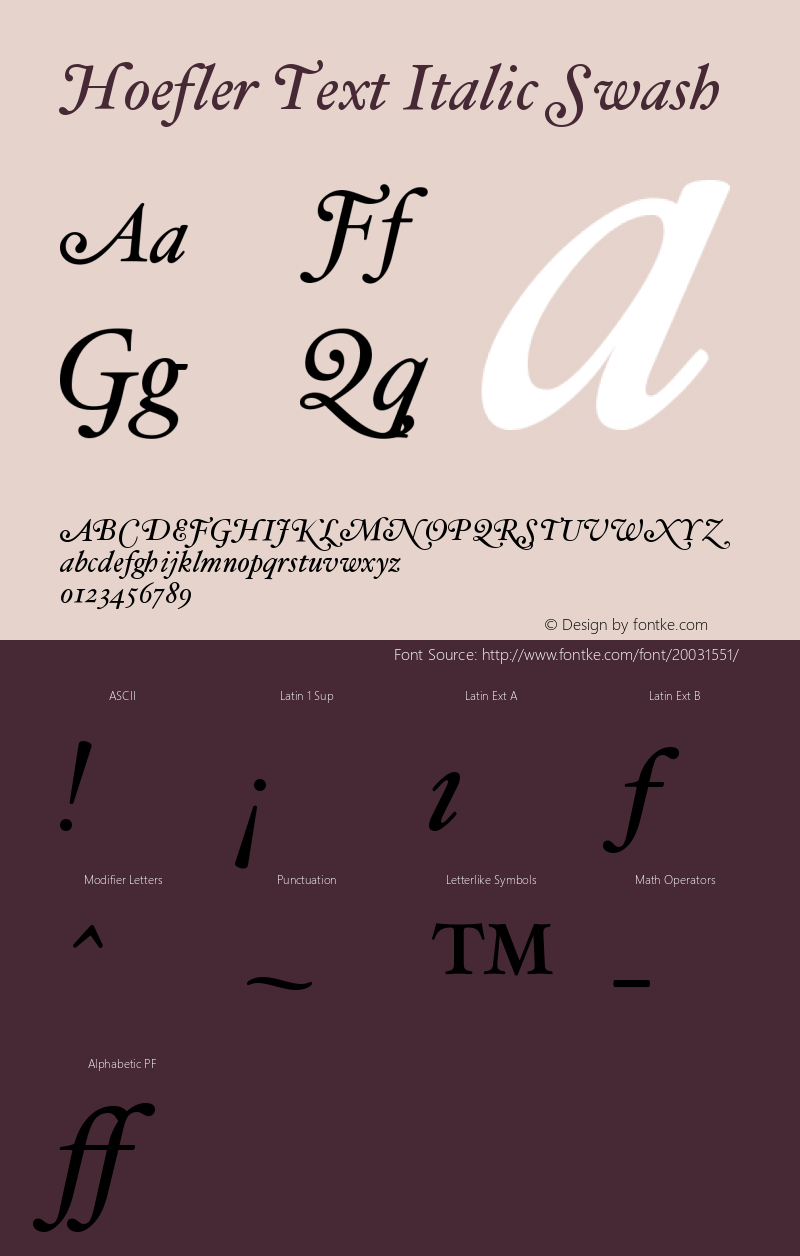 HoeflerText-ItalicSwash Version 001.901 Font Sample