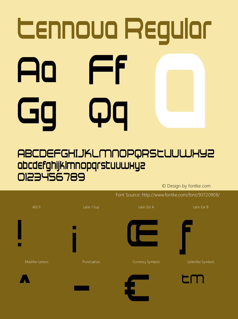 Tennova-CondensedRegular Version 1.000 Font Sample