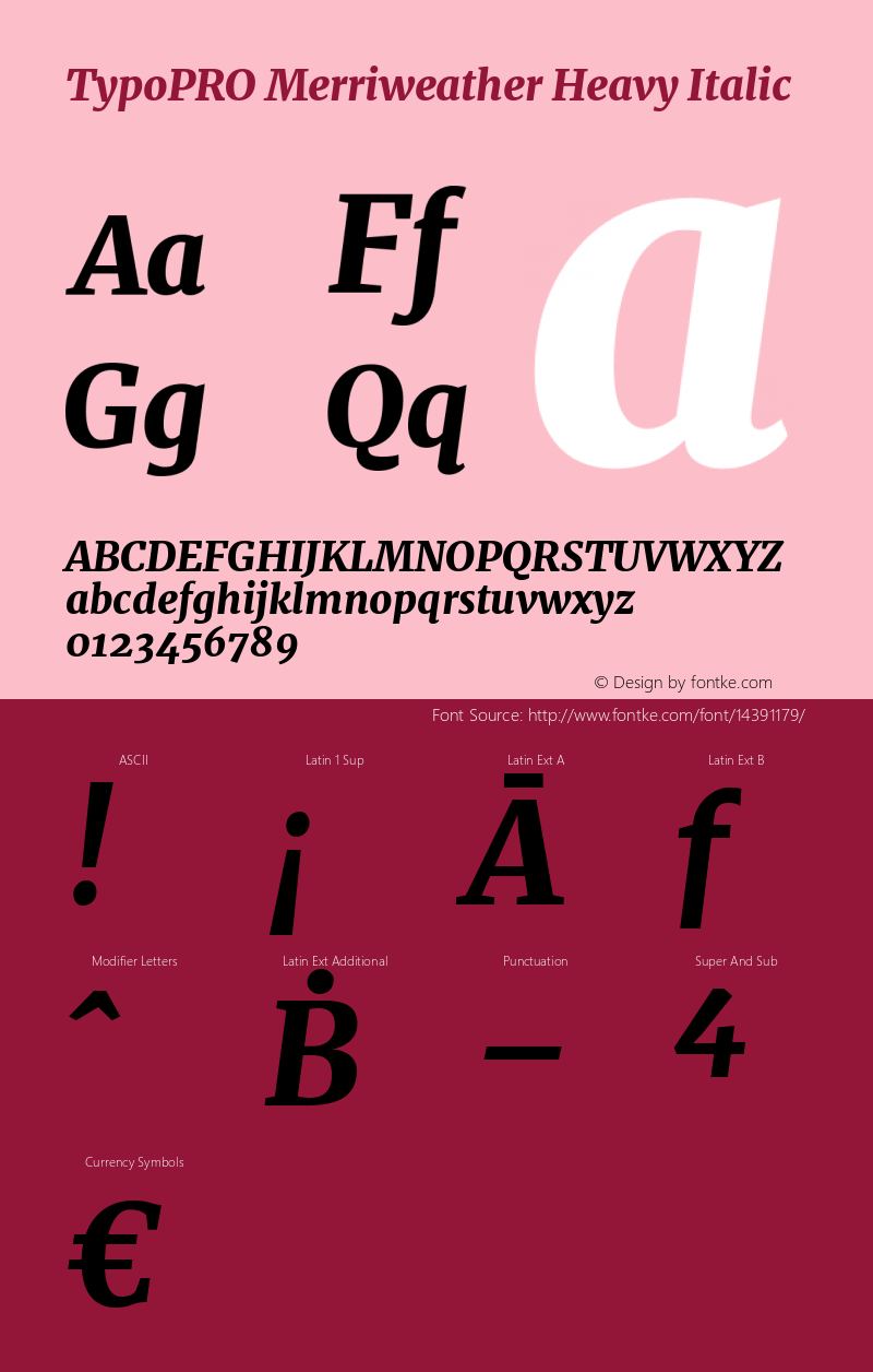 TypoPRO Merriweather Heavy Italic Version 1.001 Font Sample