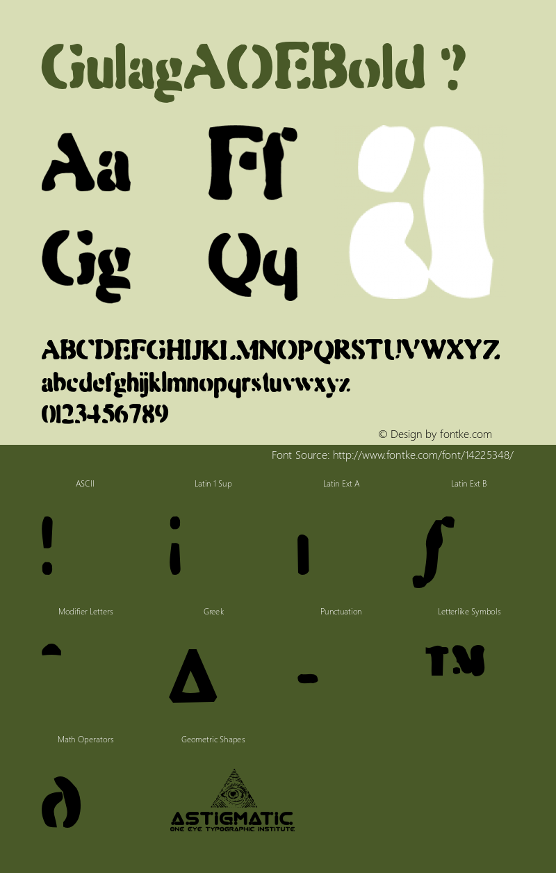 GulagAOEBold ? Macromedia Fontographer 4.1.2 10/1/02;com.myfonts.astigmatic.gulag-aoe.bold.wfkit2.FQU Font Sample