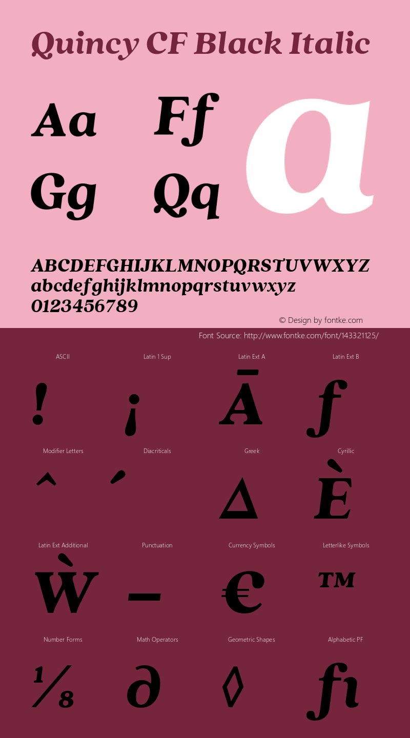 Quincy CF Black Italic Version 4.100 Font Sample