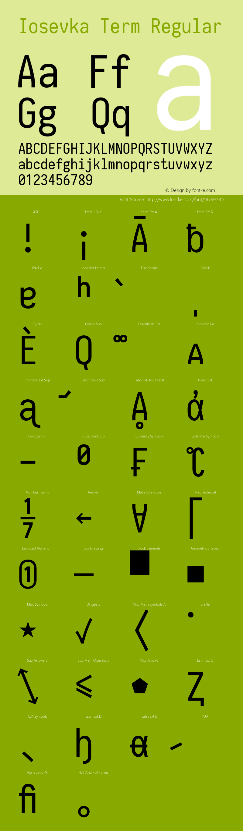 Iosevka Term Regular 1.11.0; ttfautohint (v1.5) Font Sample