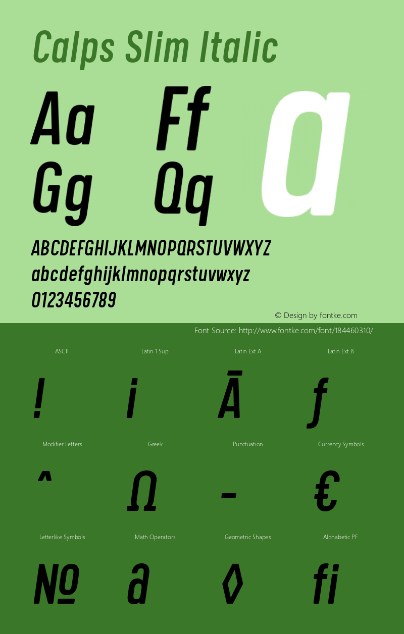 Calps Slim Italic Version 1.000图片样张