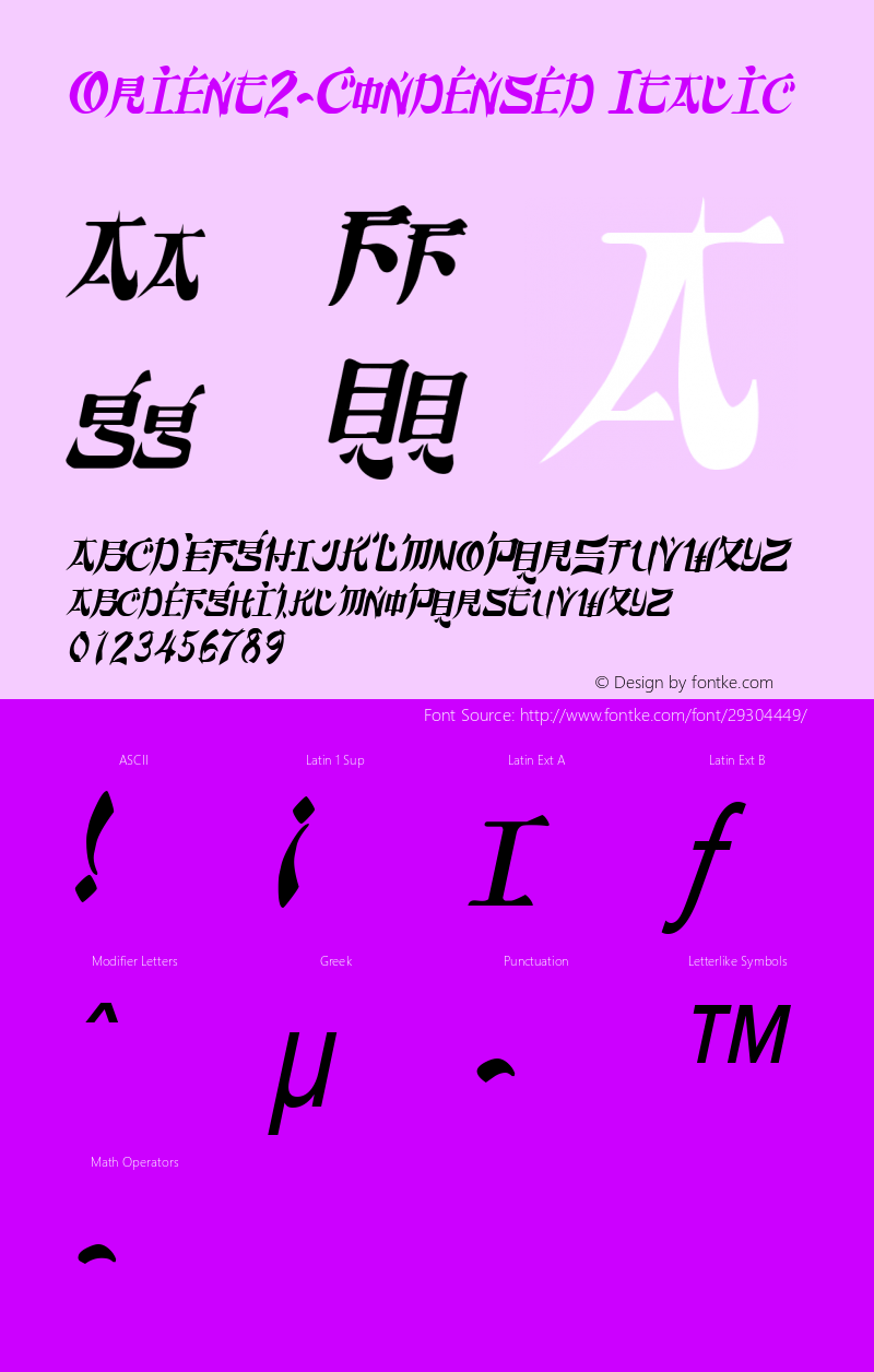 Orient2-Condensed Italic Macromedia Fontographer 4.1 9/20/96 Font Sample