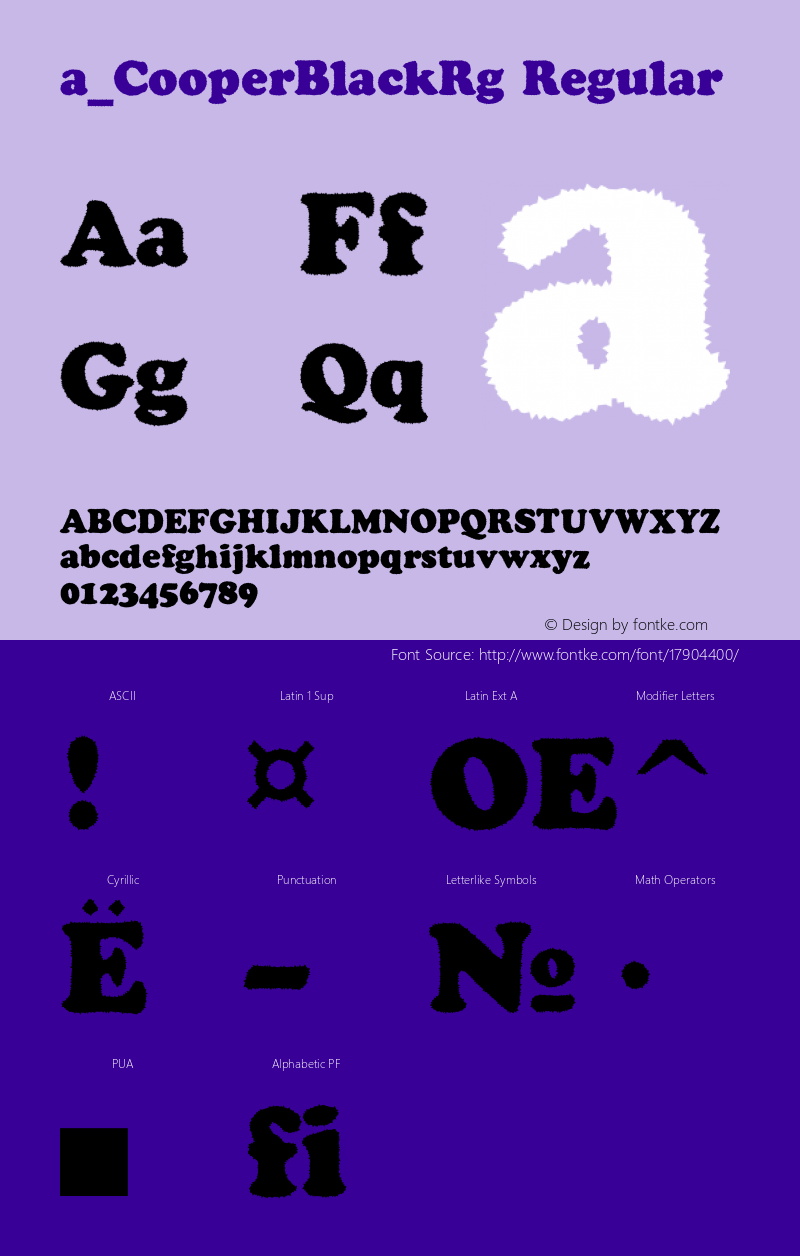 a_CooperBlackRg Regular 01.03 Font Sample