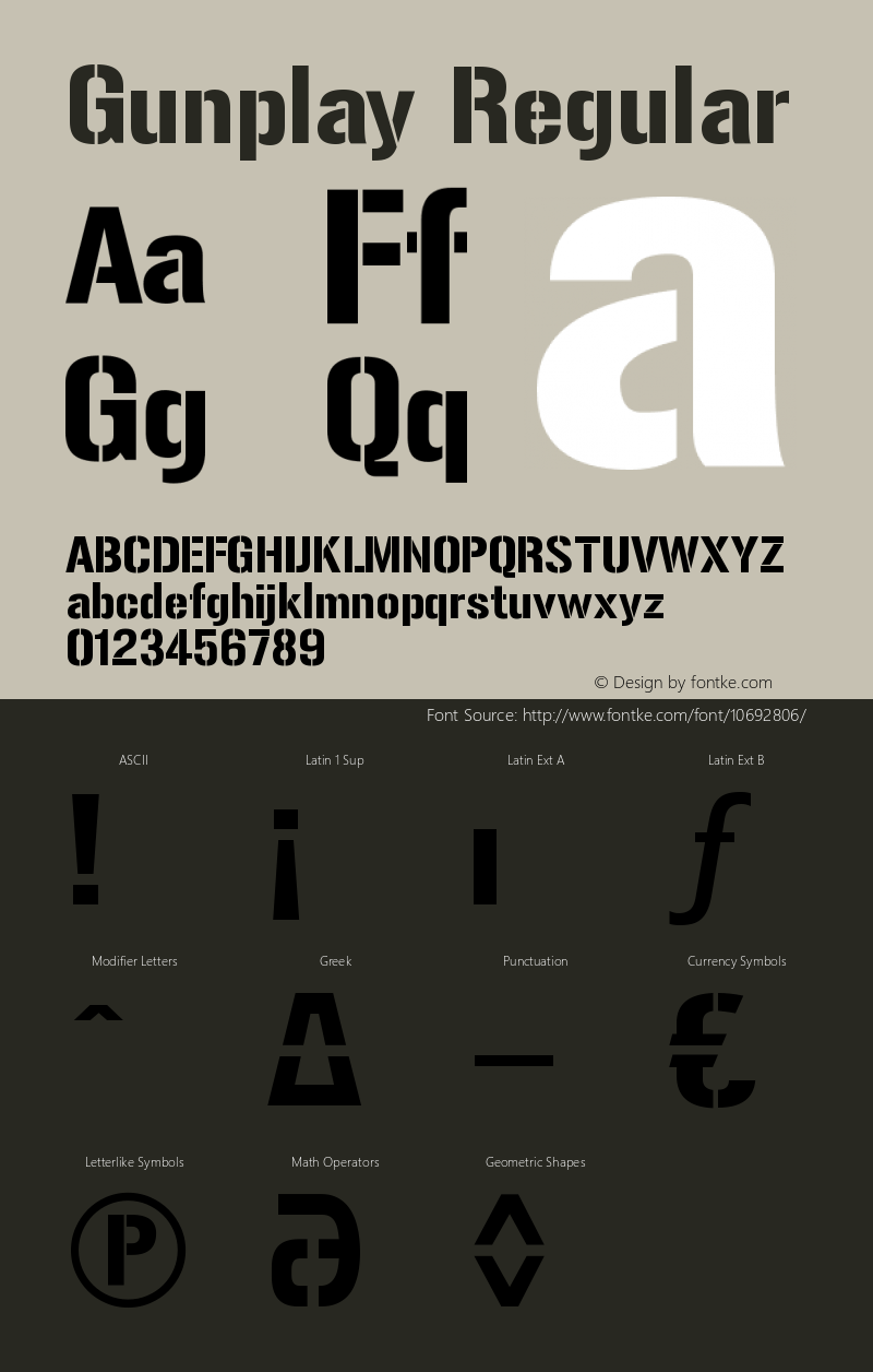 Gunplay Regular OTF 4.001;PS 001.001;Core 1.0.29 Font Sample