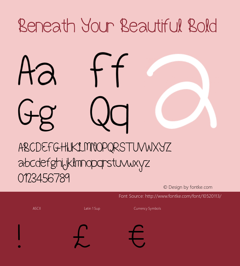 Beneath Your Beautiful Bold Unknown Font Sample