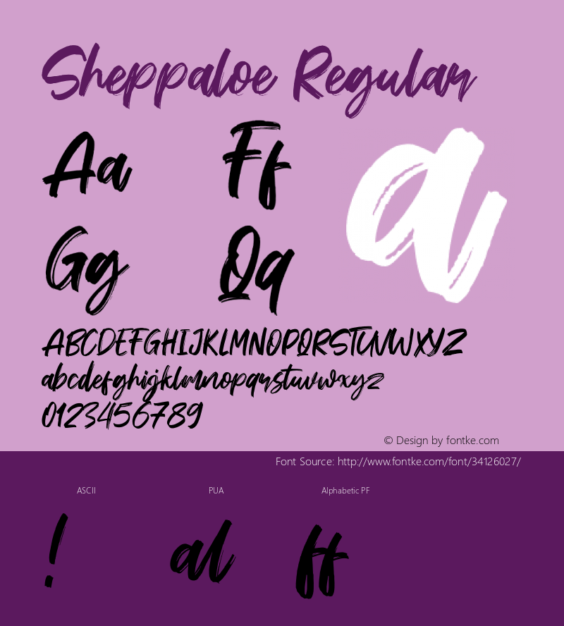 Sheppaloe Version 1.000 Font Sample