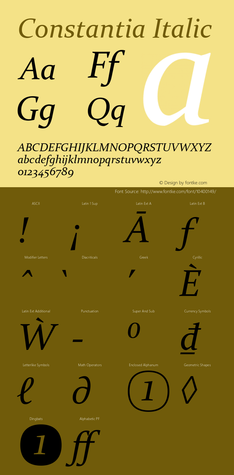Constantia Italic Version 5.90 Font Sample