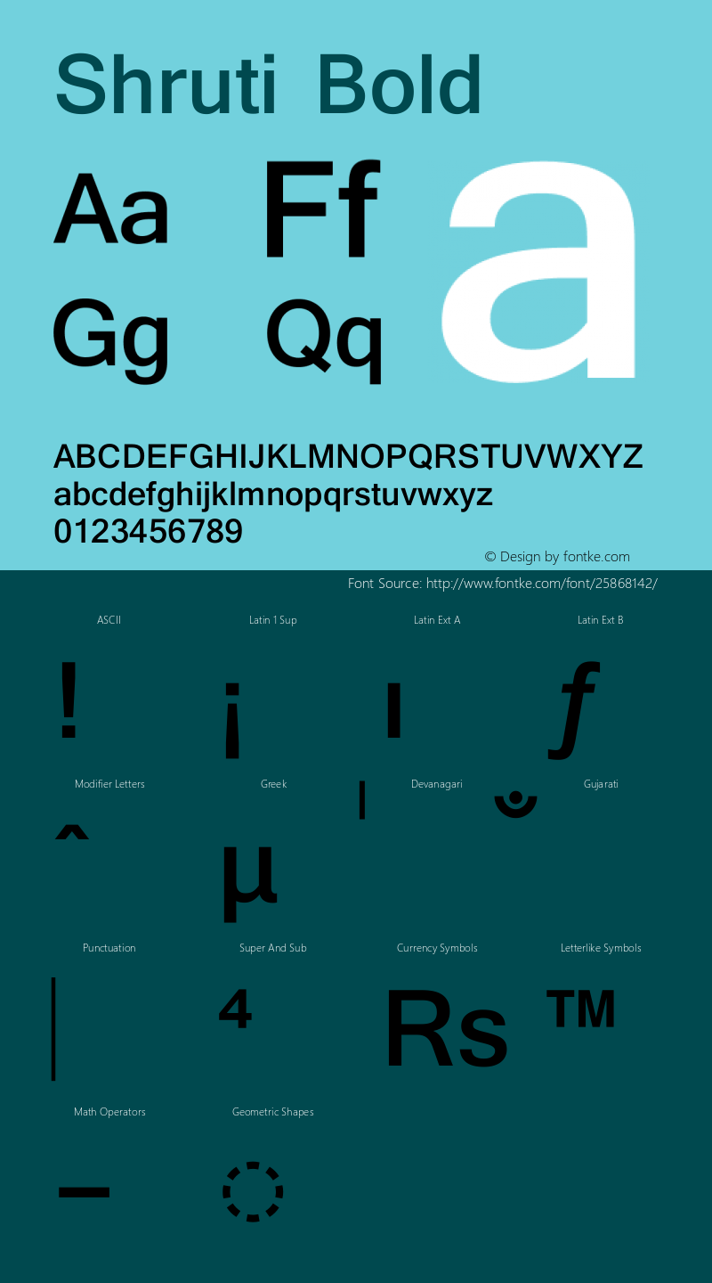 Shruti Bold Version 6.90 Font Sample