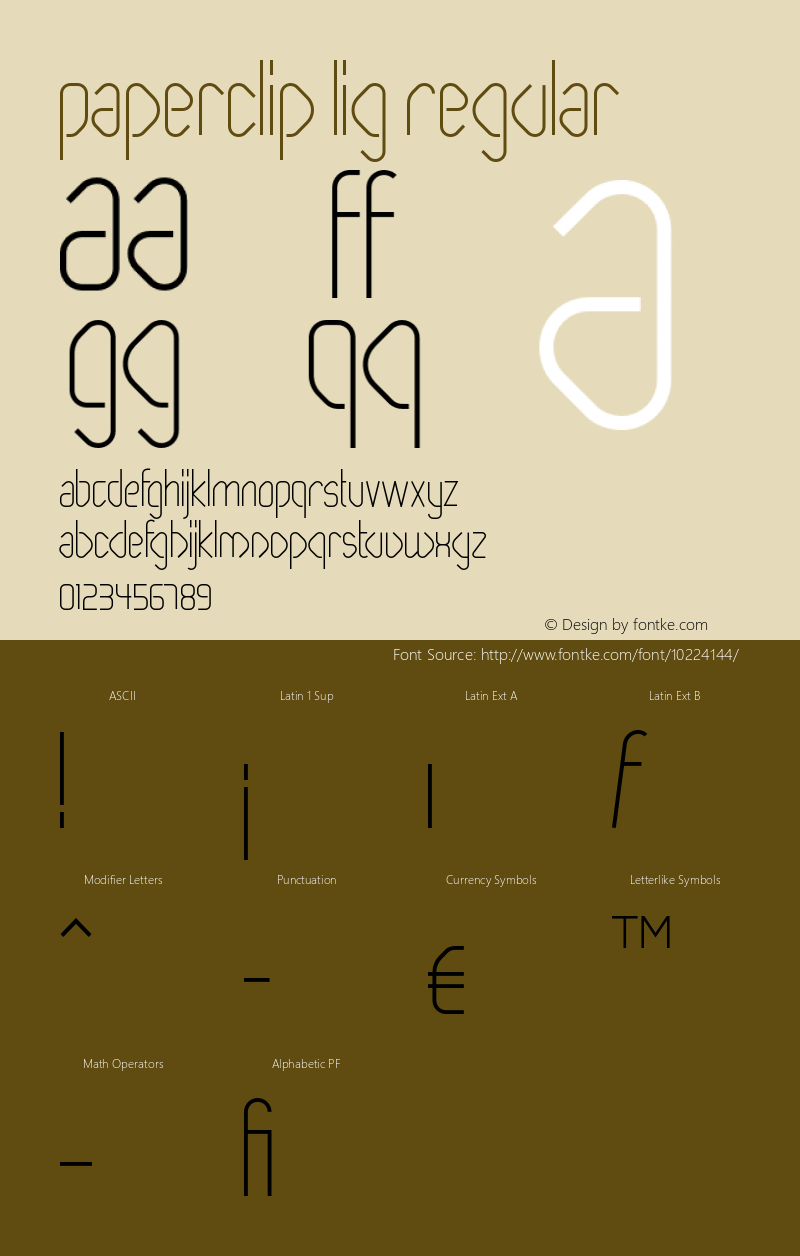 Paperclip Lig Regular Version 1.003 Font Sample