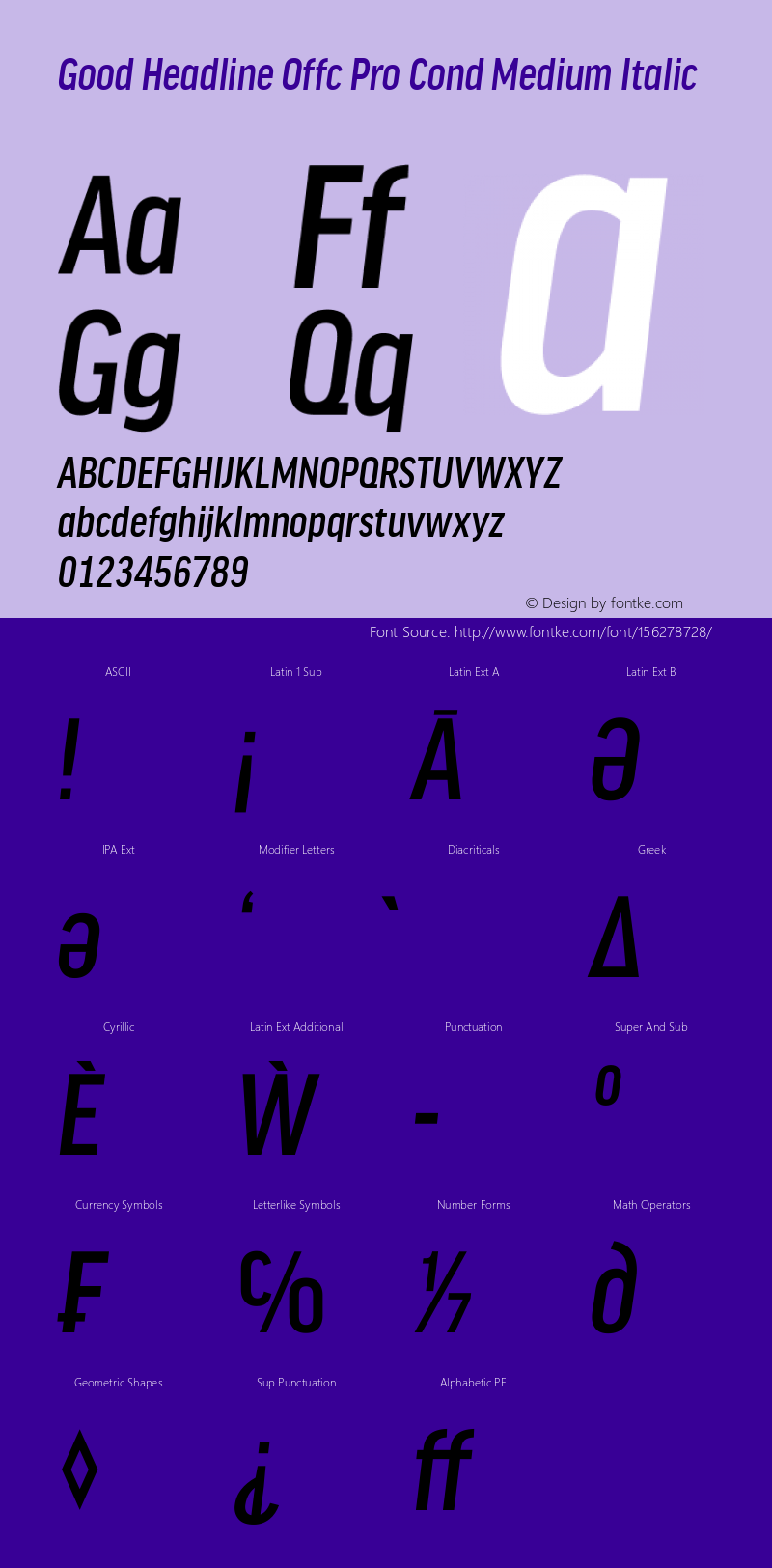Good Head Offc Pro Cond Medium Italic Version 7.504; 2010; Build 1022 Font Sample