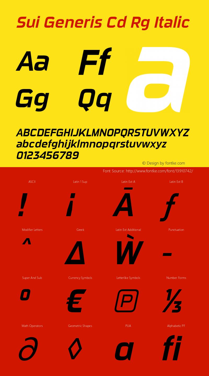 Sui Generis Cd Rg Italic Version 3.001 Font Sample