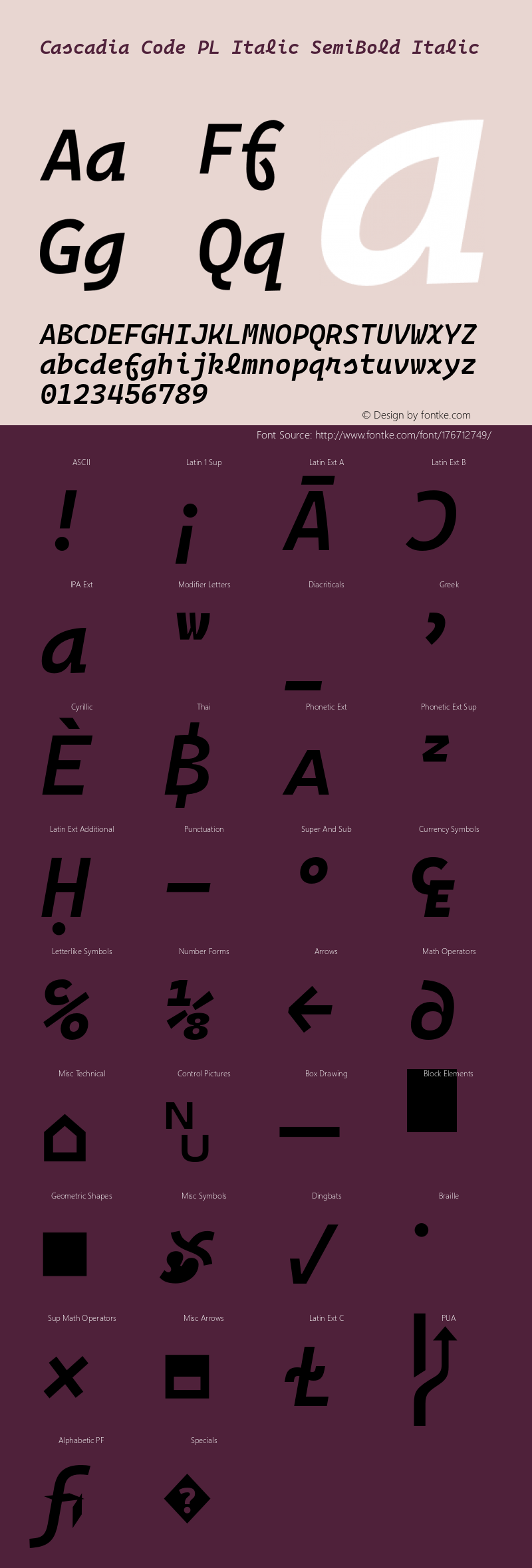 Cascadia Code PL Italic SemiBold Italic Version 2105.024图片样张