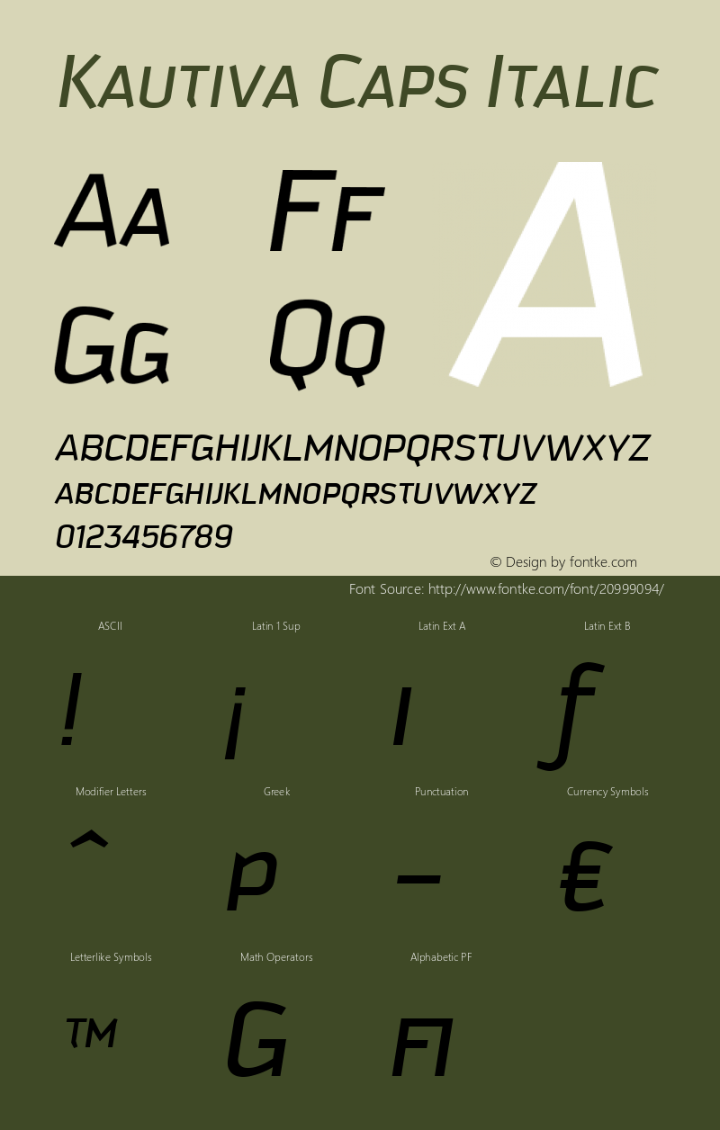 Kautiva Caps Italic Version 001.000 Font Sample