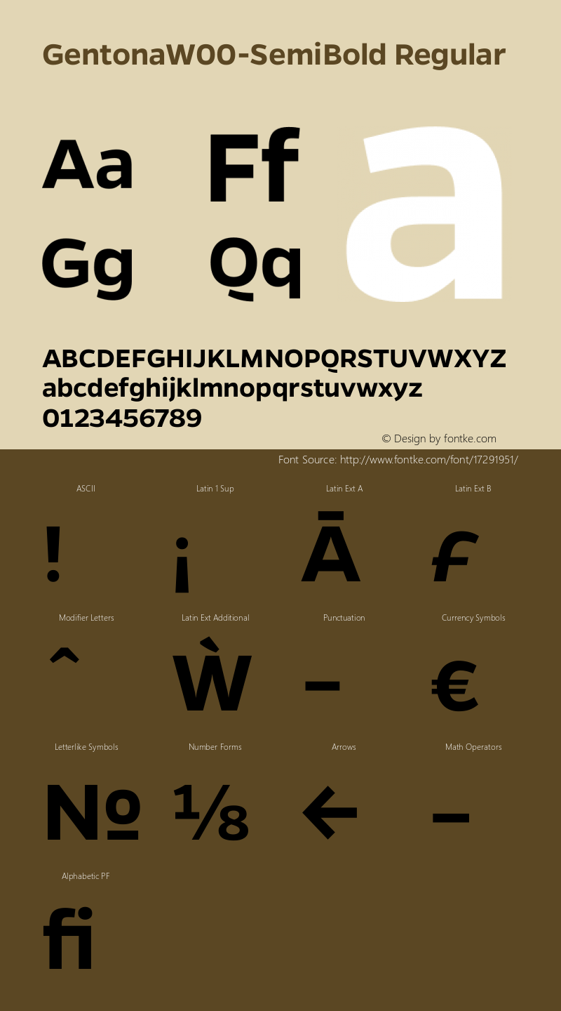 GentonaW00-SemiBold Regular Version 1.10 Font Sample