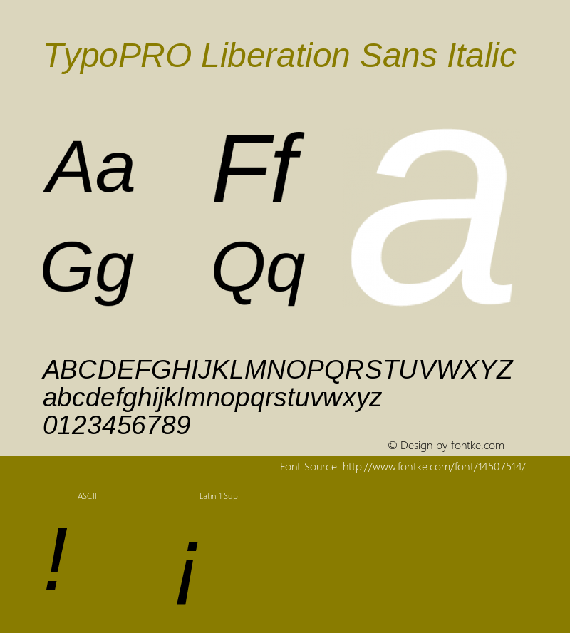 TypoPRO Liberation Sans Italic Version 2.00.1 Font Sample