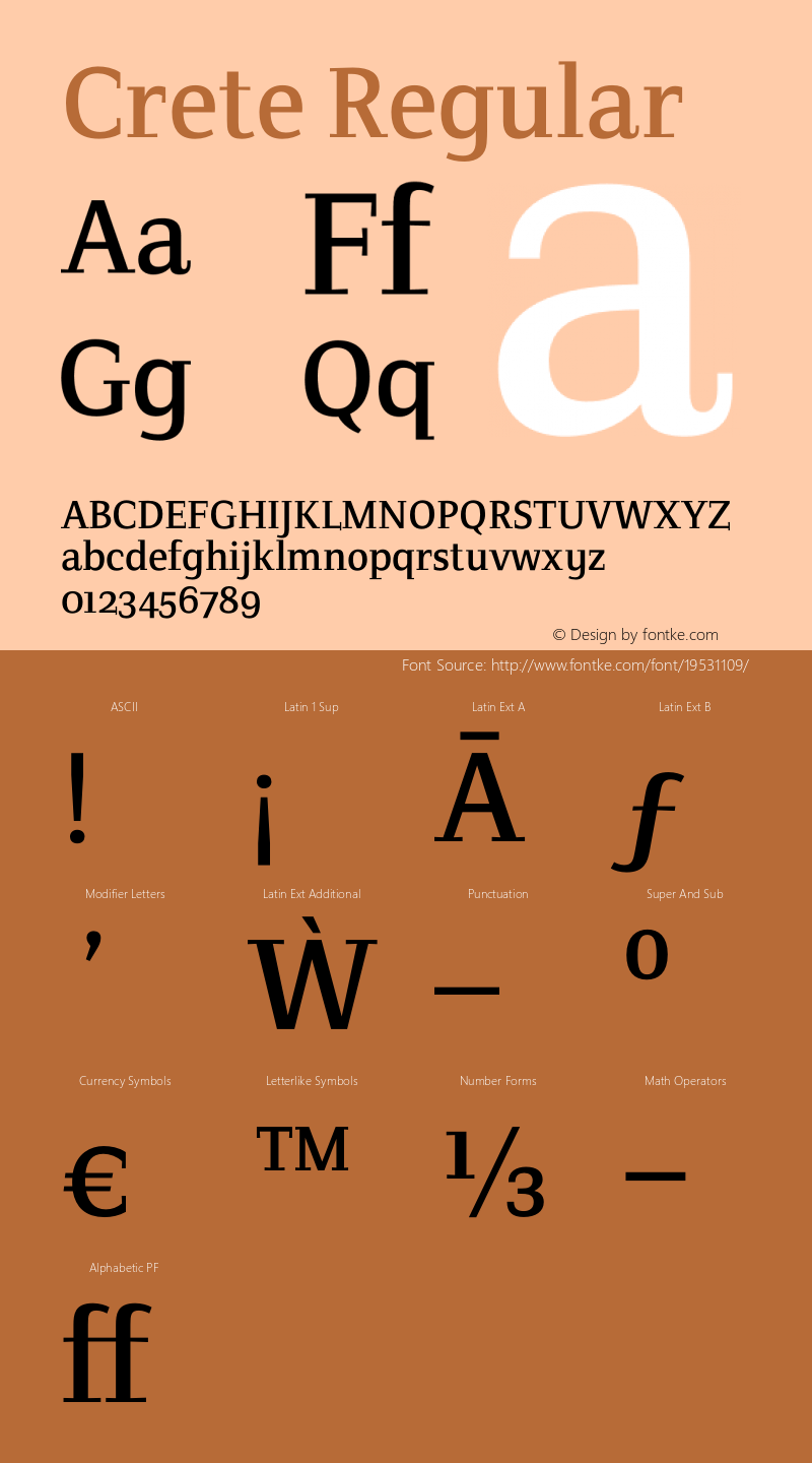 Crete-Thin Version 1.000 Font Sample