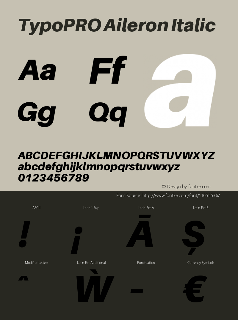 TypoPRO Aileron Italic Version 1.000;PS 001.000;hotconv 1.0.70;makeotf.lib2.5.58329 Font Sample