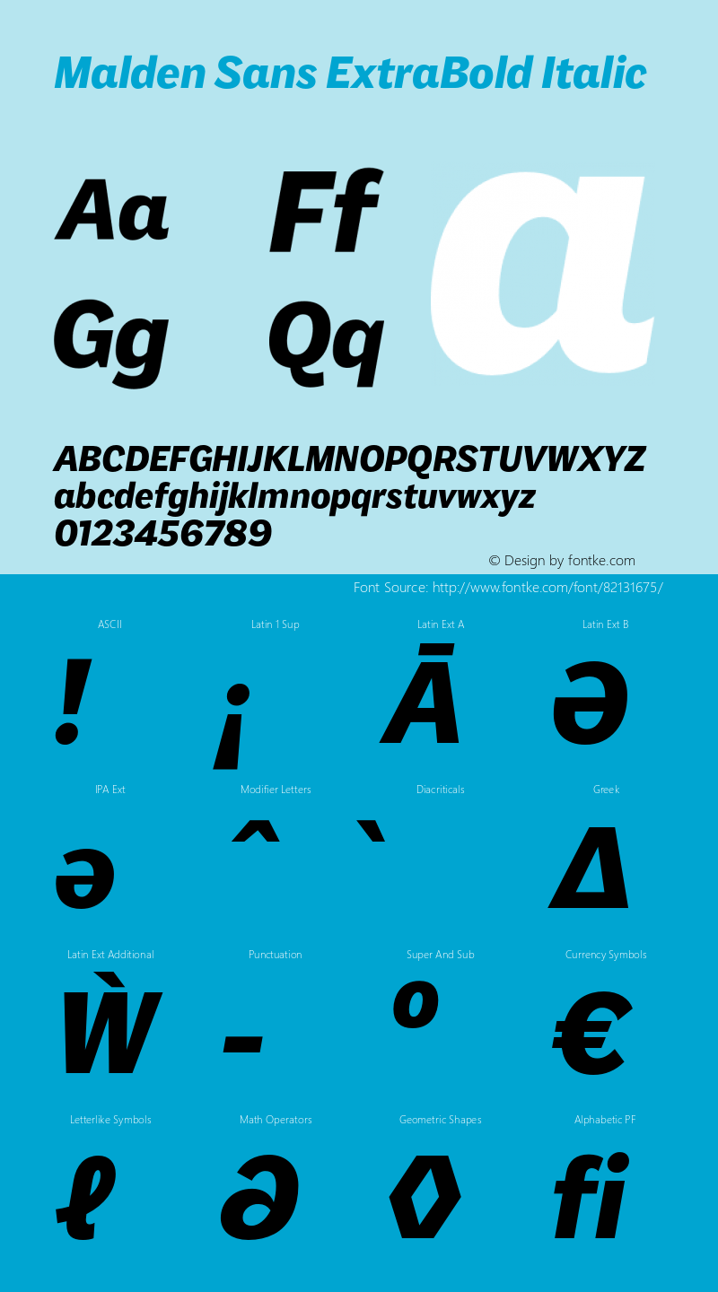 MaldenSans-ExtraBoldItalic Version 1.00 Font Sample