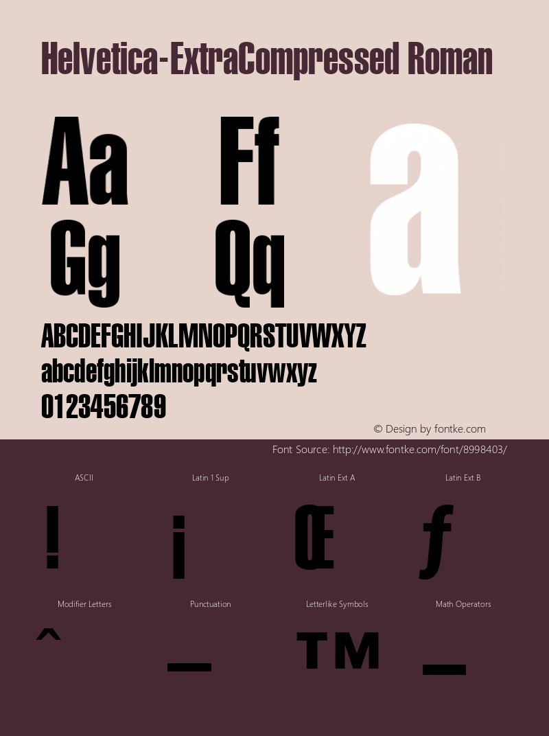 Helvetica-ExtraCompressed Roman Version 1.00 Font Sample