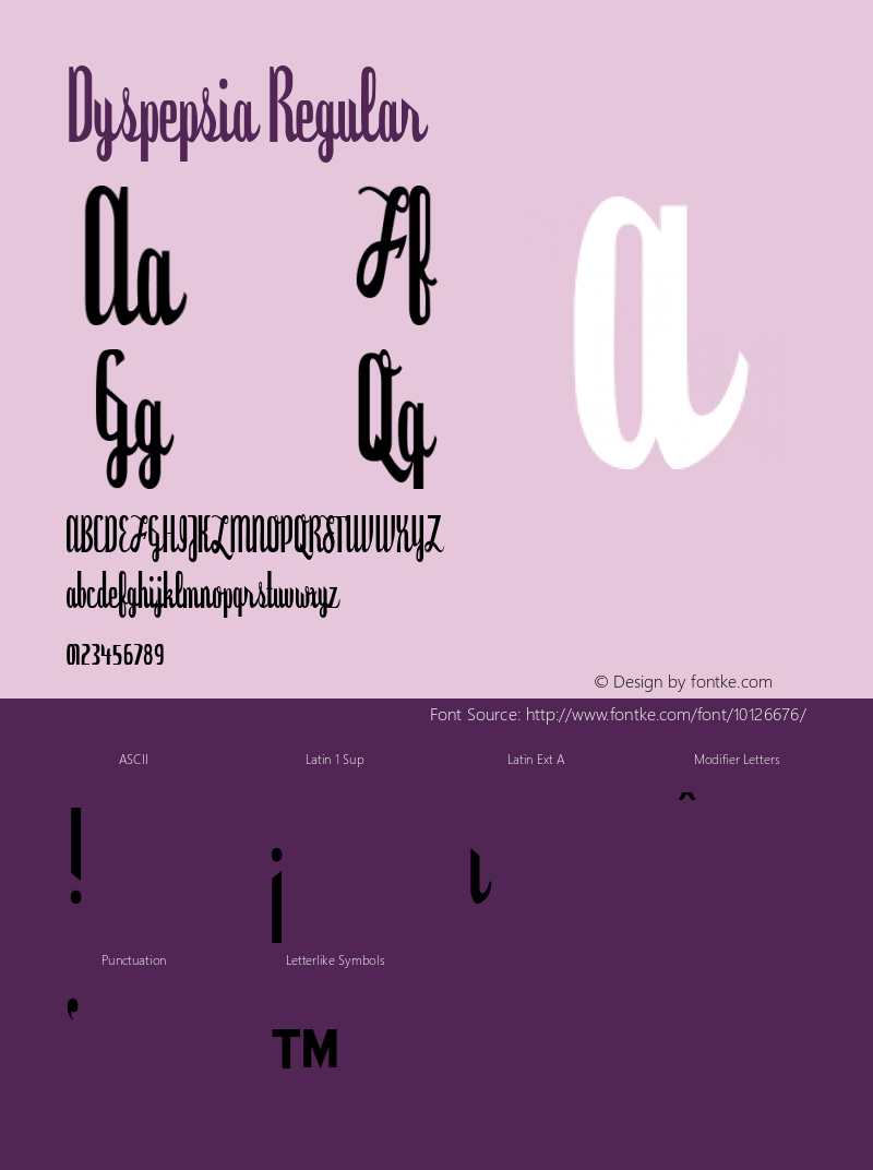 Dyspepsia Regular Version 2.000 2004 Font Sample