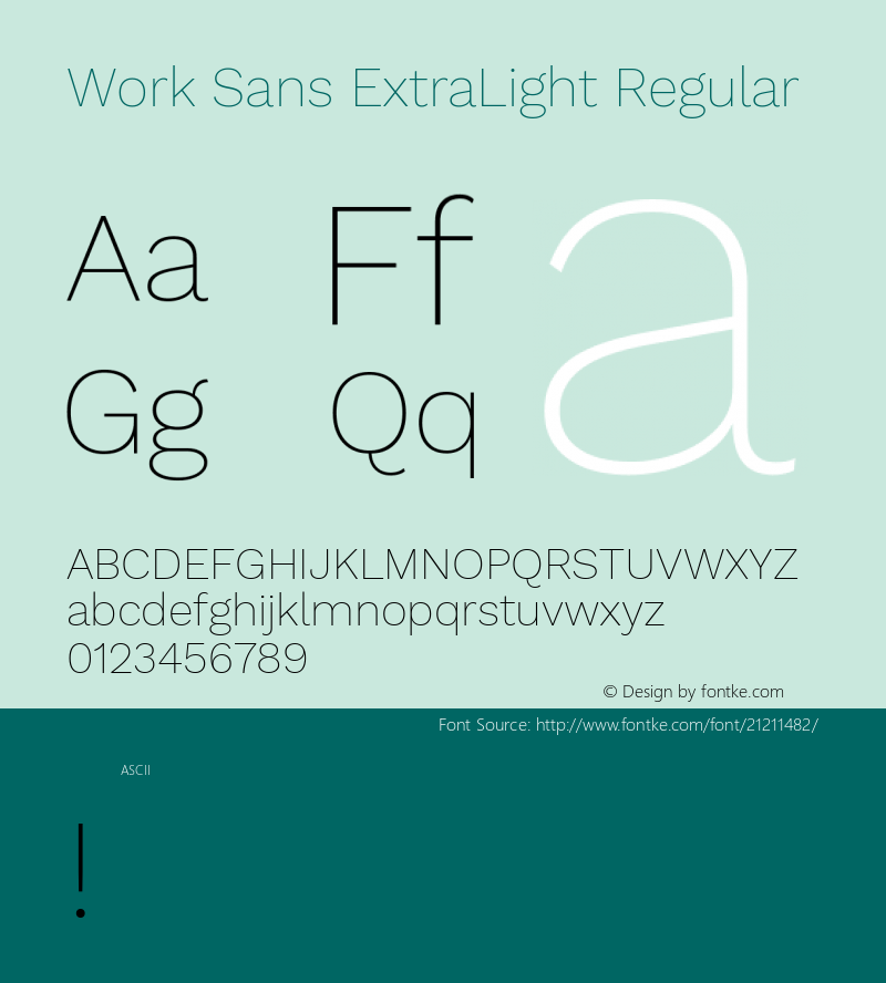 Work Sans ExtraLight Regular  Font Sample