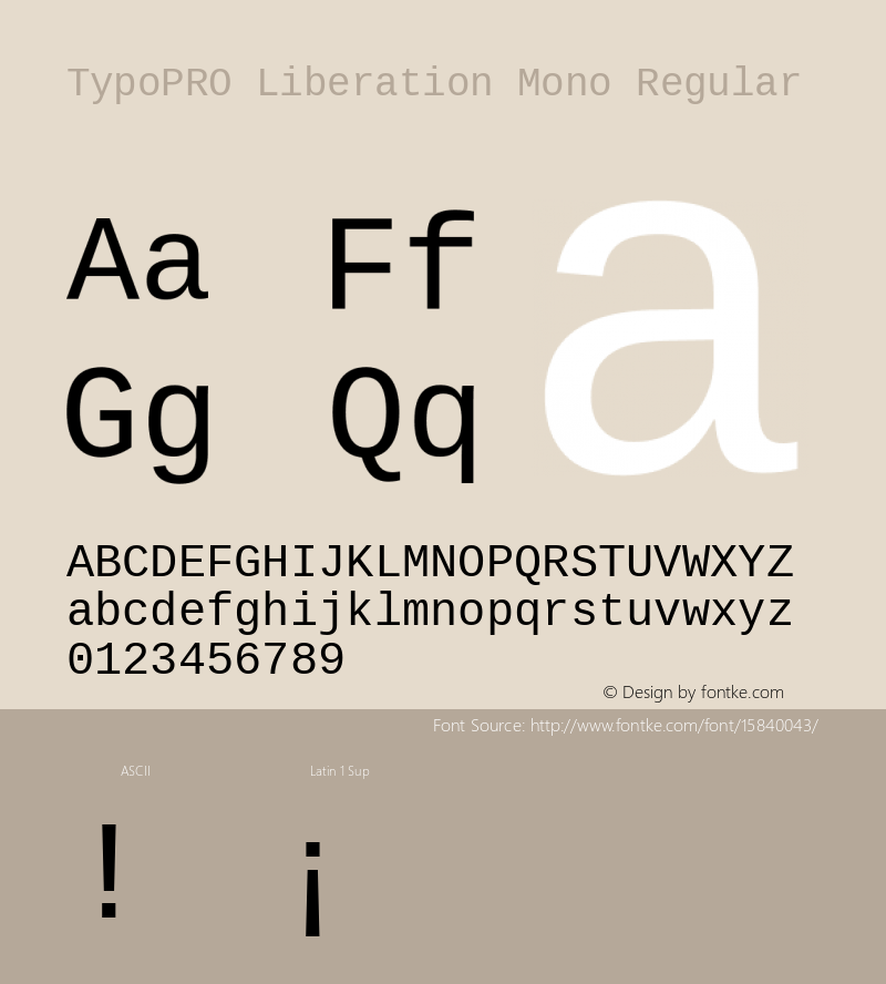 TypoPRO Liberation Mono Regular Version 2.00.1 Font Sample