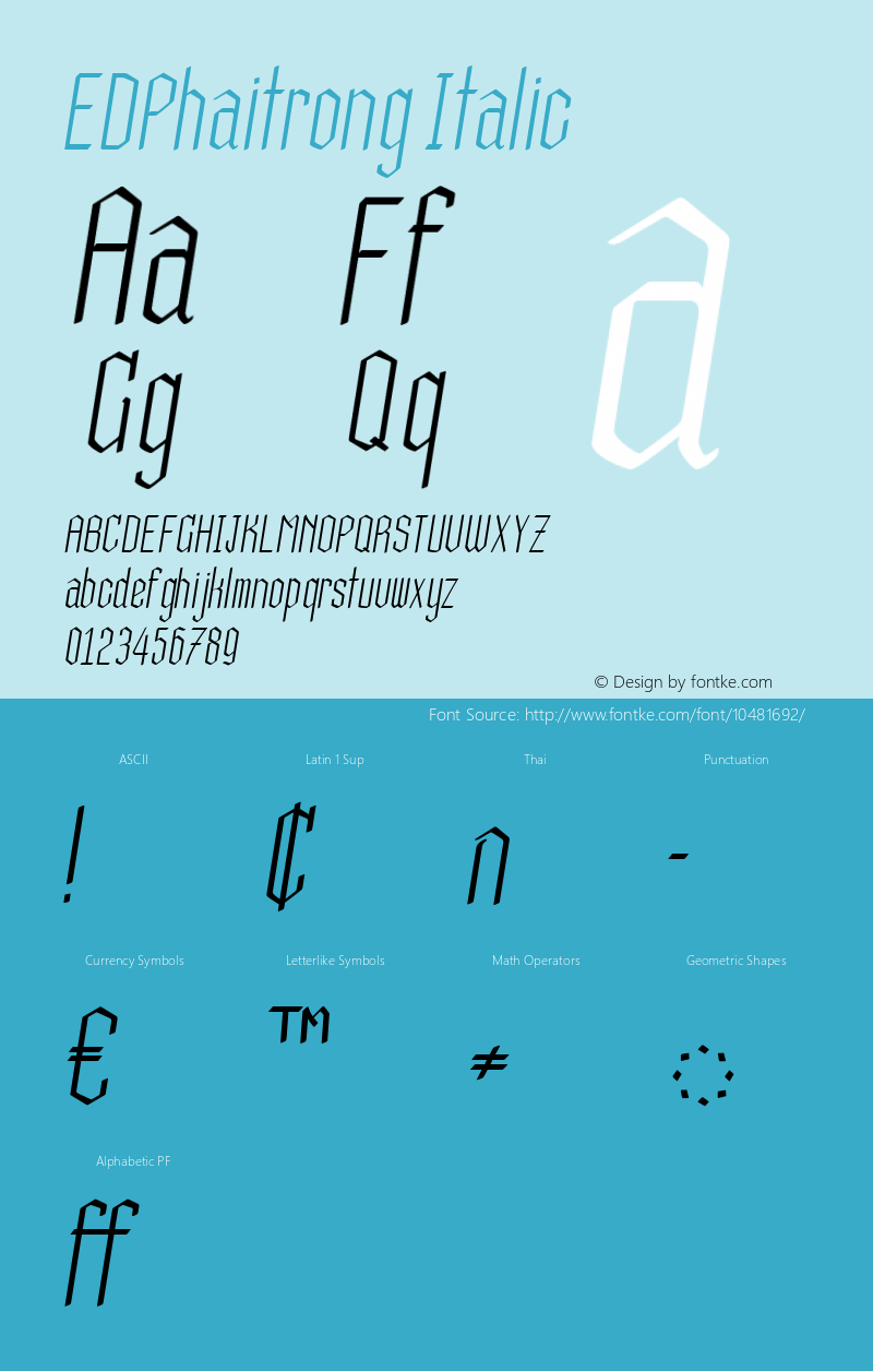 EDPhaitrong Italic Version 1.1 Font Sample