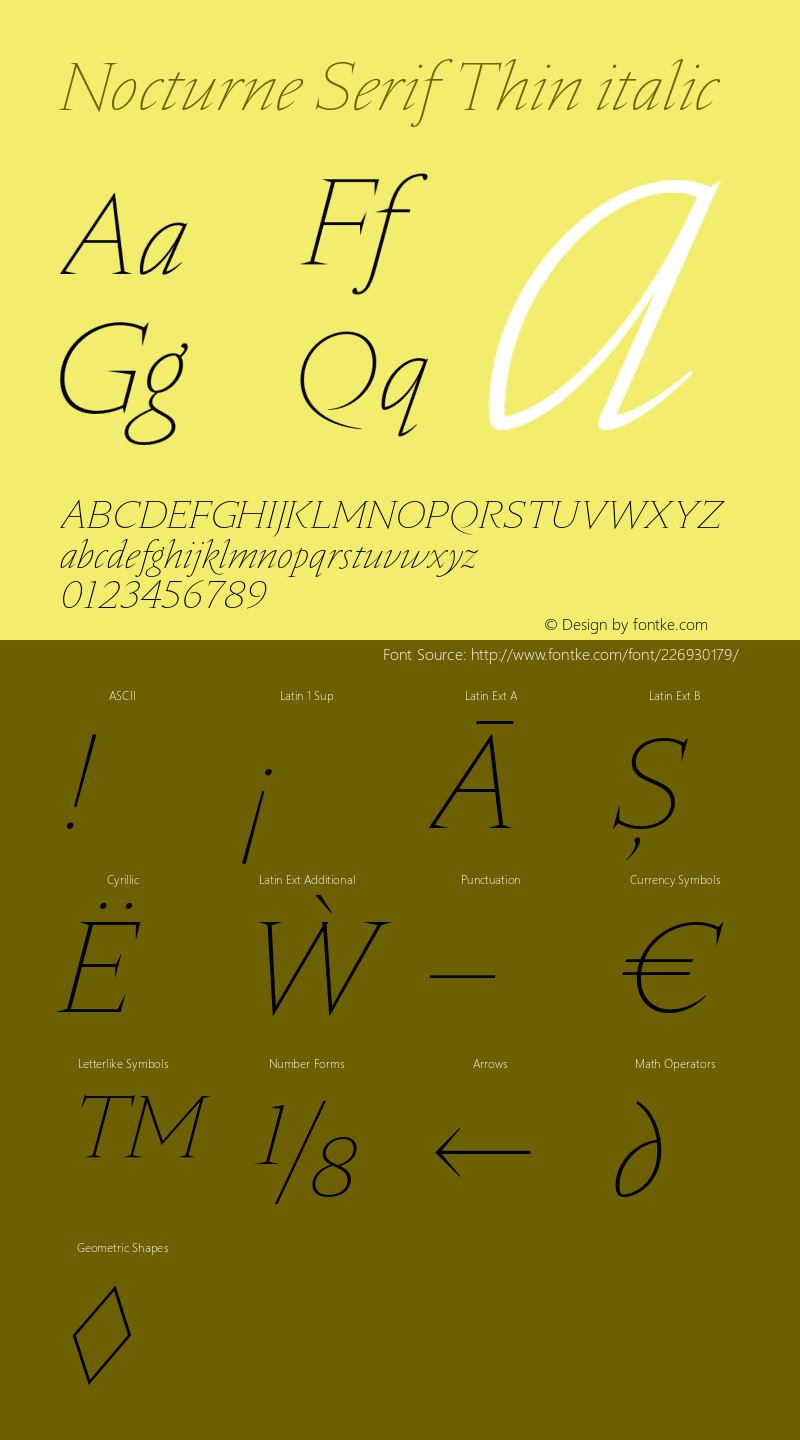 Nocturne Serif Thin italic Version 1.000;PS 001.000;hotconv 1.0.88;makeotf.lib2.5.64775图片样张