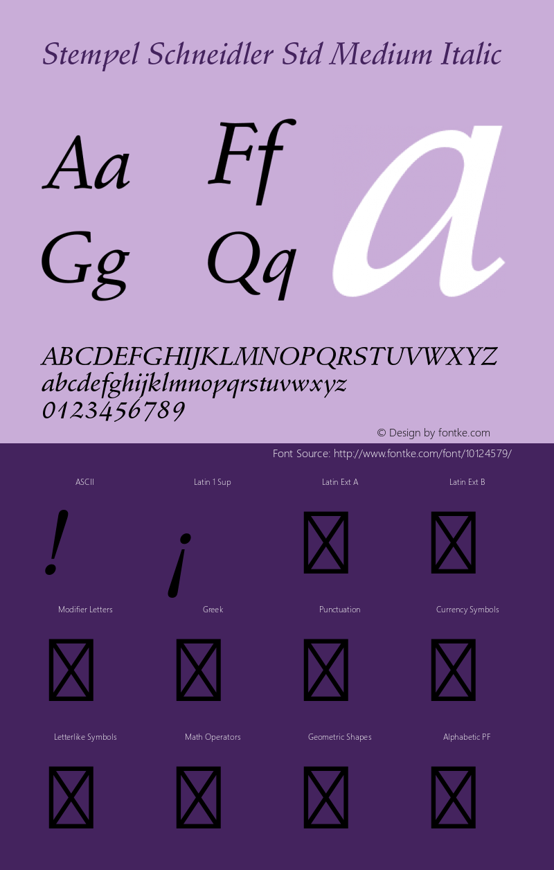 Stempel Schneidler Std Medium Italic OTF 1.029;PS 001.003;Core 1.0.33;makeotf.lib1.4.1585 Font Sample