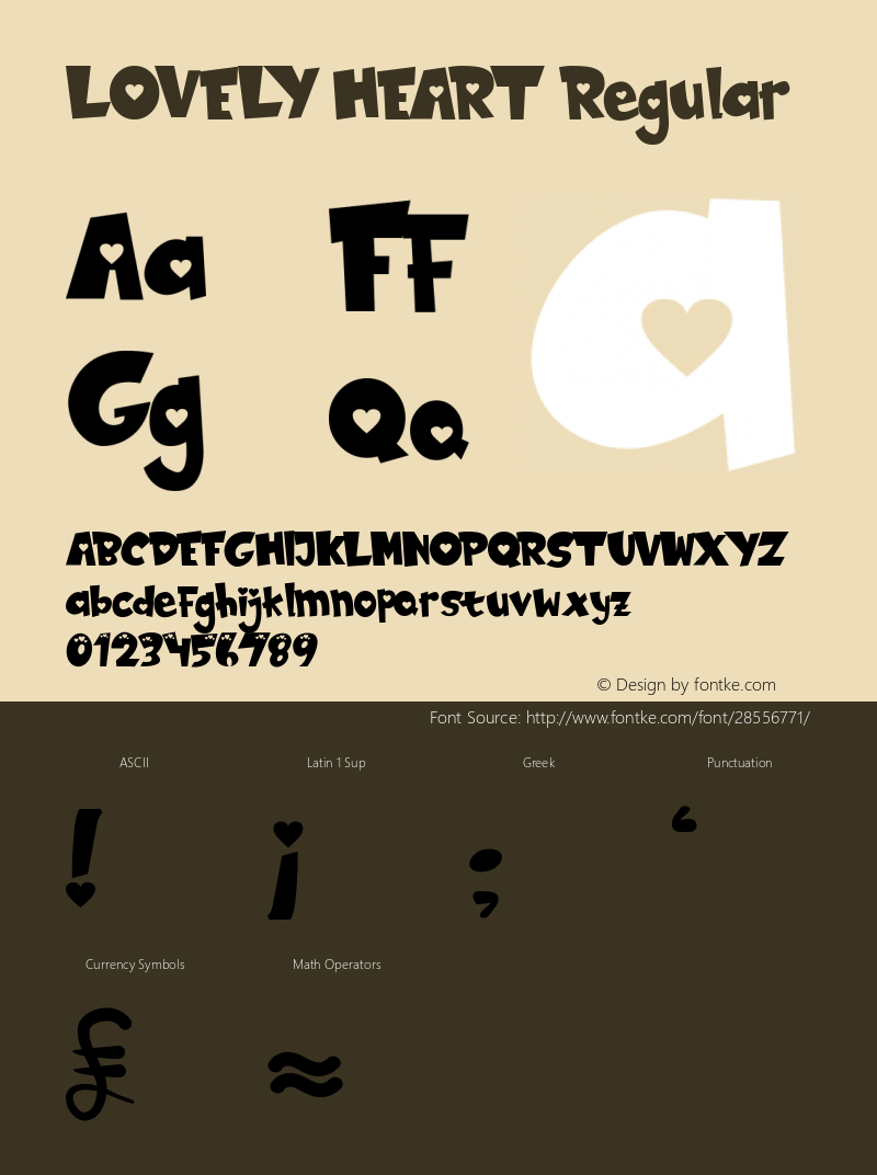 LOVELY HEART Version 1.00;February 8, 2019;FontCreator 11.5.0.2422 64-bit Font Sample