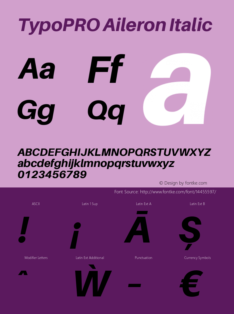 TypoPRO Aileron Italic Version 1.000;PS 001.000;hotconv 1.0.70;makeotf.lib2.5.58329 Font Sample