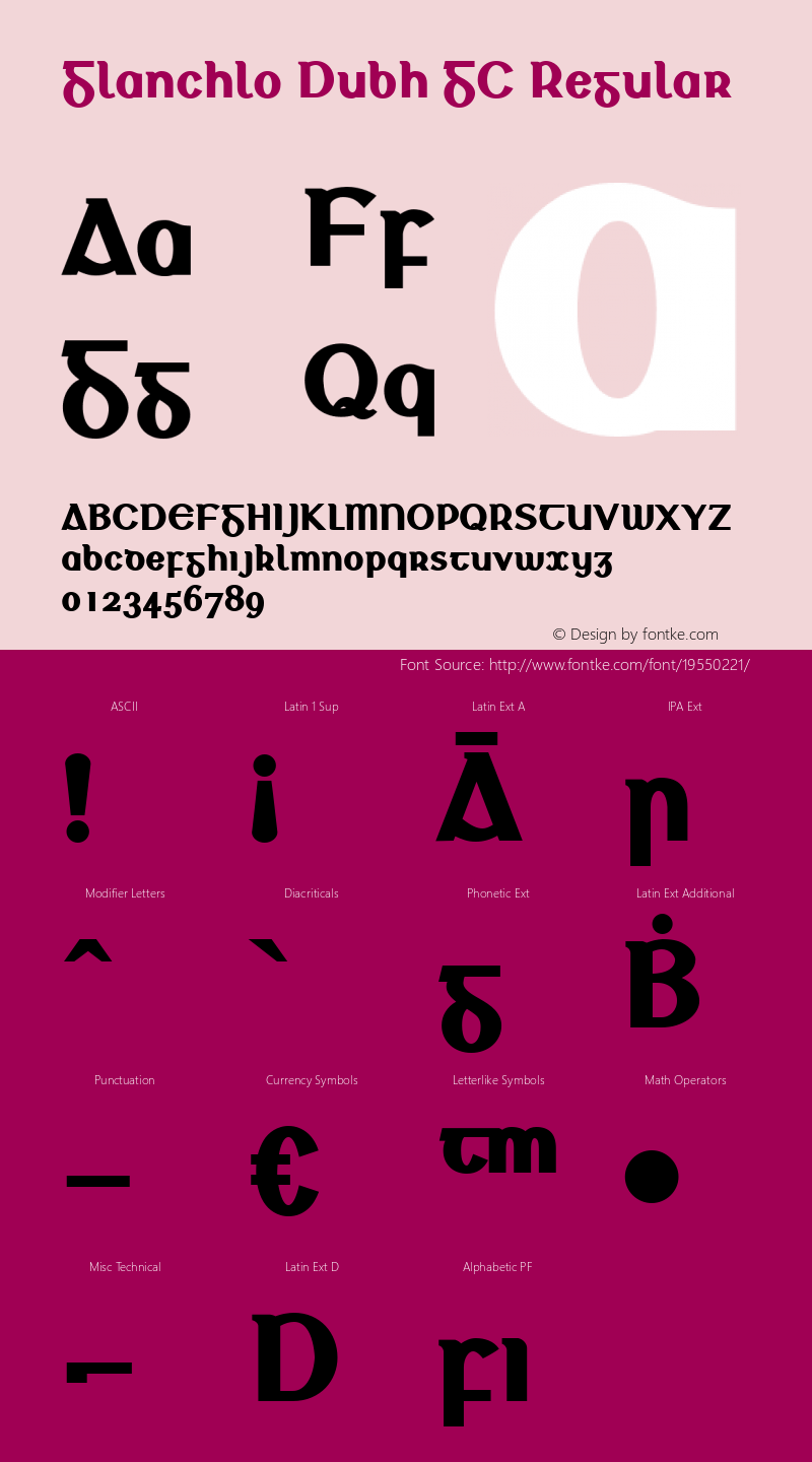 Glanchlo Dubh GC Version 12.000 Font Sample