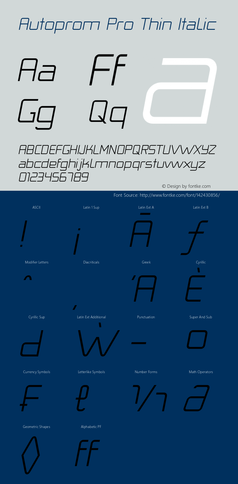 AutopromPro-ThinItalic Version 1.100 | wf-rip DC20200825 Font Sample