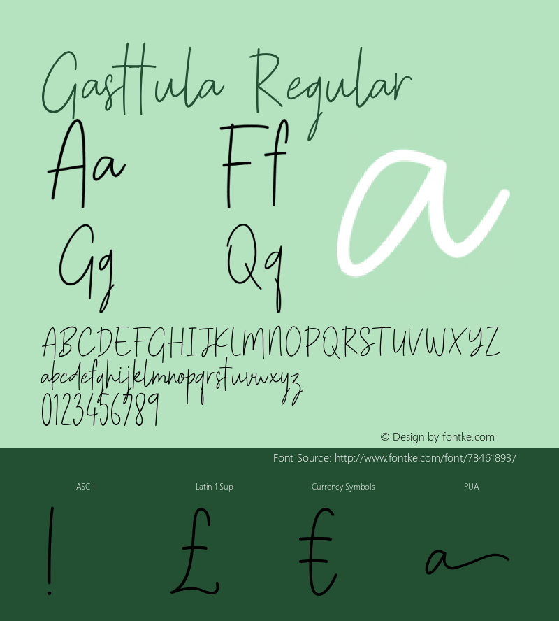 Gasttula  Font Sample