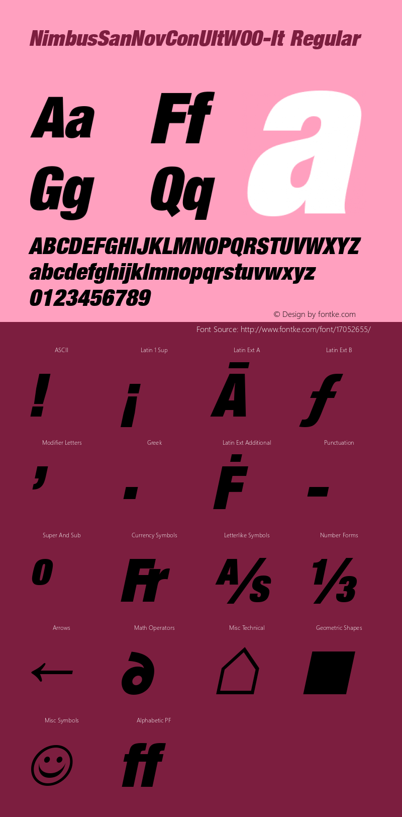 NimbusSanNovConUltW00-It Regular Version 1.10 Font Sample