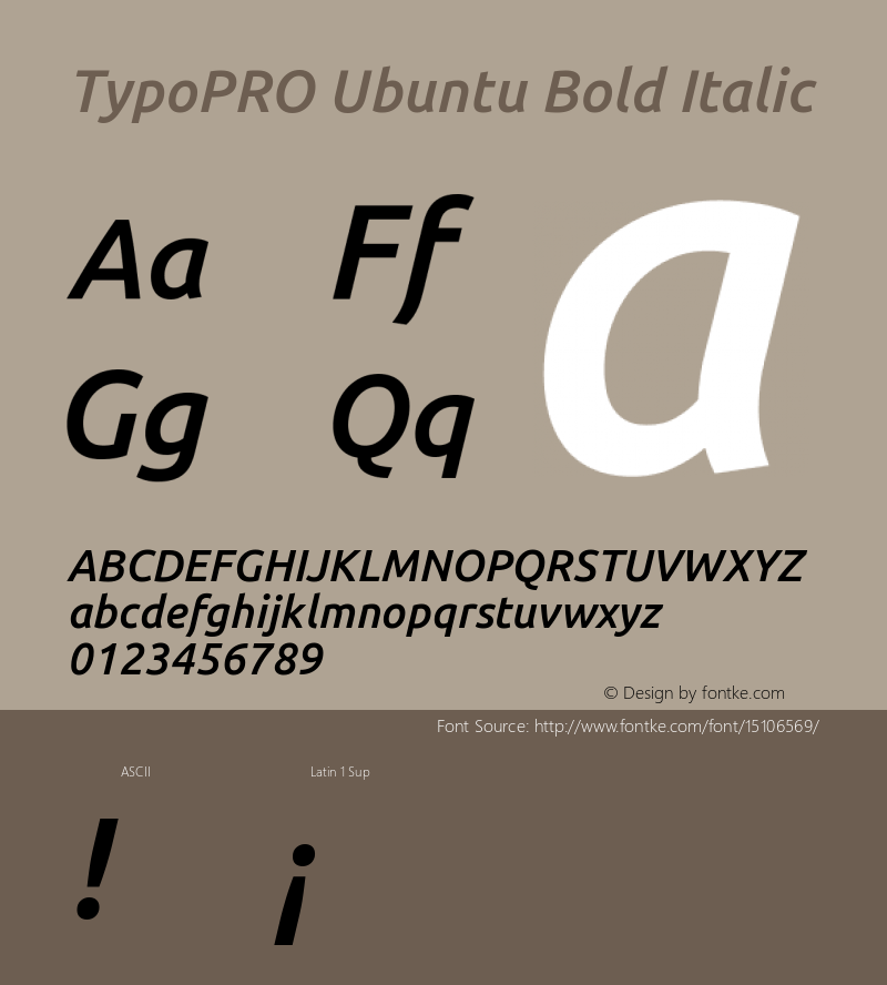 TypoPRO Ubuntu Bold Italic Version 0.80 Font Sample