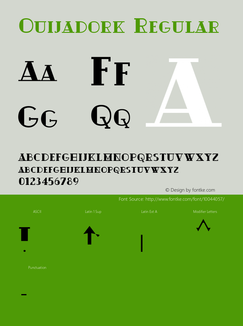 Ouijadork Regular Macromedia Fontographer 4.1 7/27/98 Font Sample